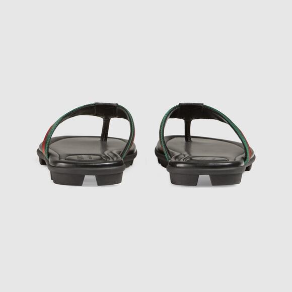 Gucci Web and Leather Thong Sandal - Picture 2 of 7